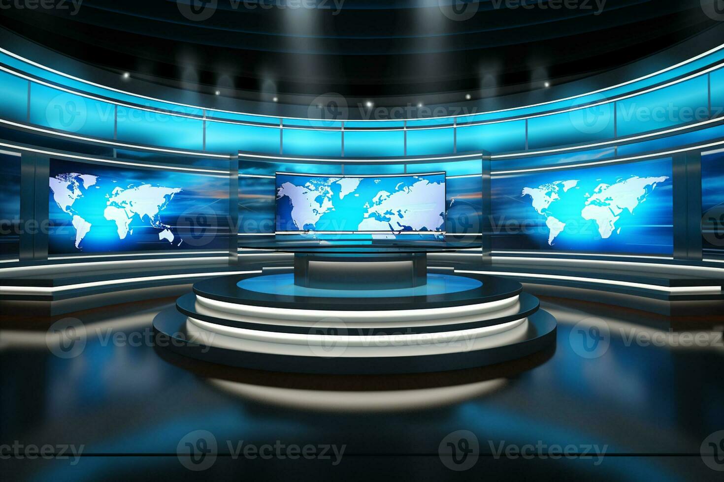 Tv Studio. News studio. The perfect backdrop for any green screen or chroma key video or photo production. 3d render. Ai Generated