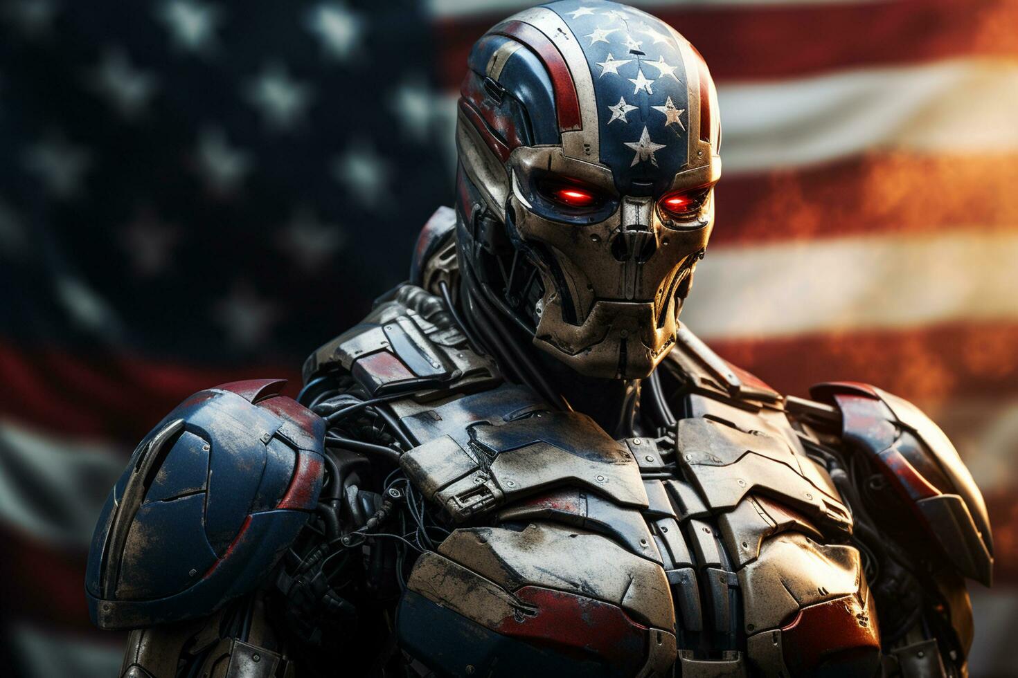 cyborg en el unido estados de America. 3d representación. ai generado foto