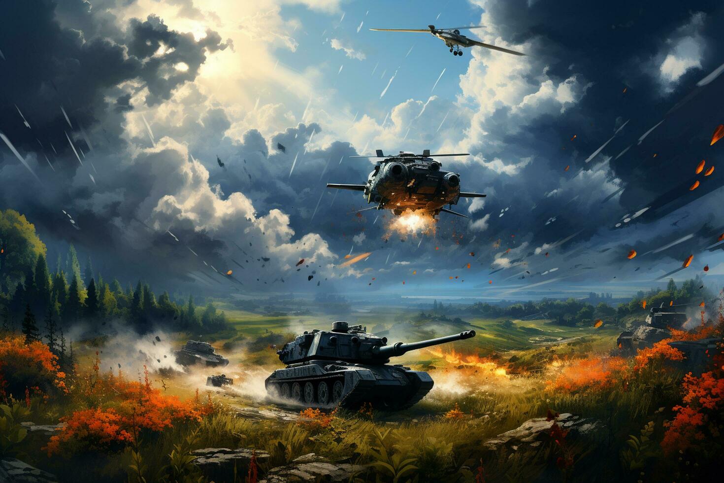 United States Navy special forces soldier in action on war foggy background Ai Generated photo