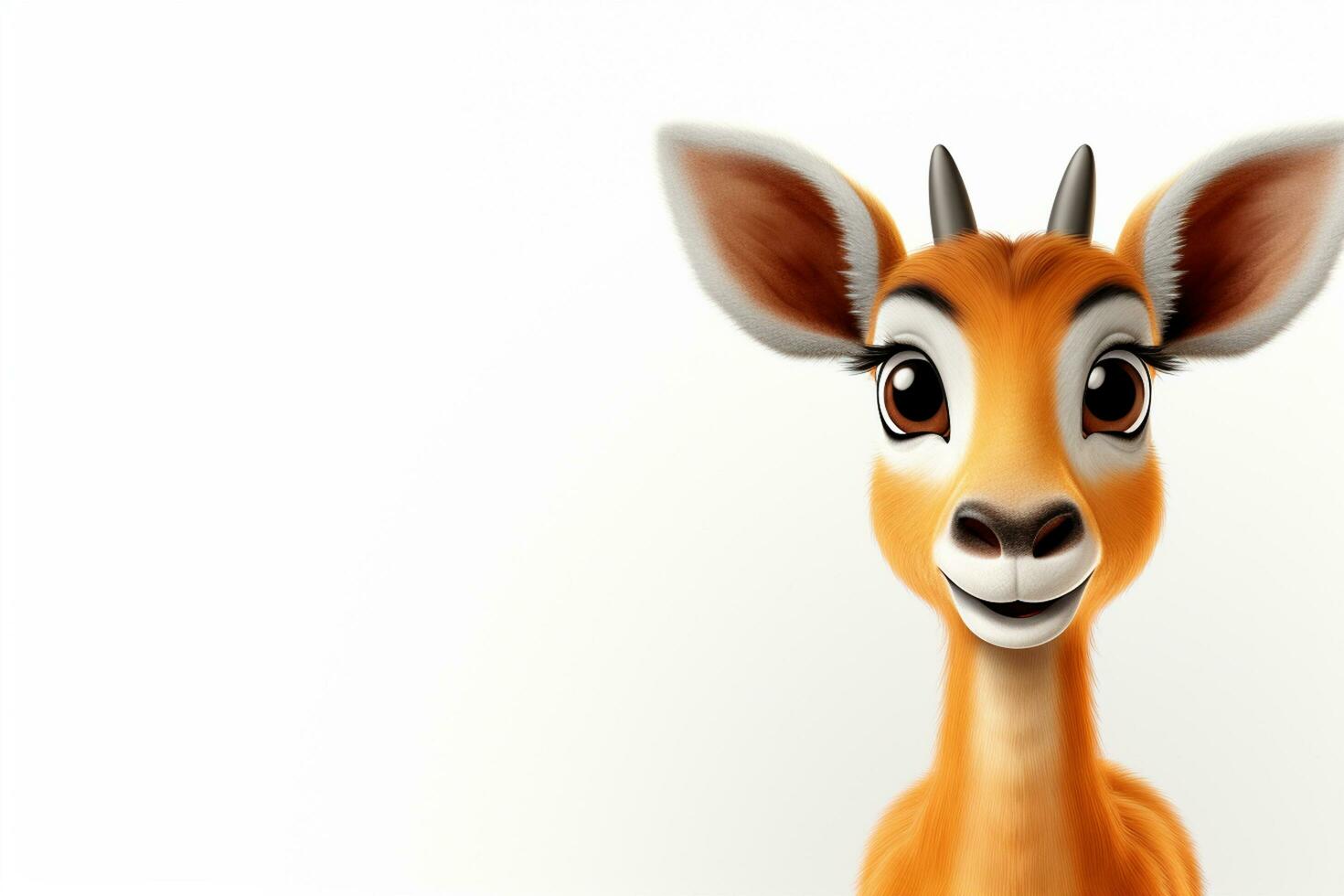 3d rendering of a cute deer on white background with space for text Ai Generated photo