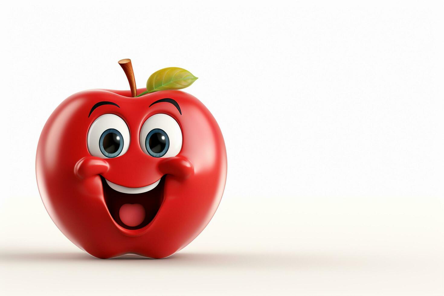 3d illustration of red apple cartoon character with arms and legs leaning on wall Ai Generated photo