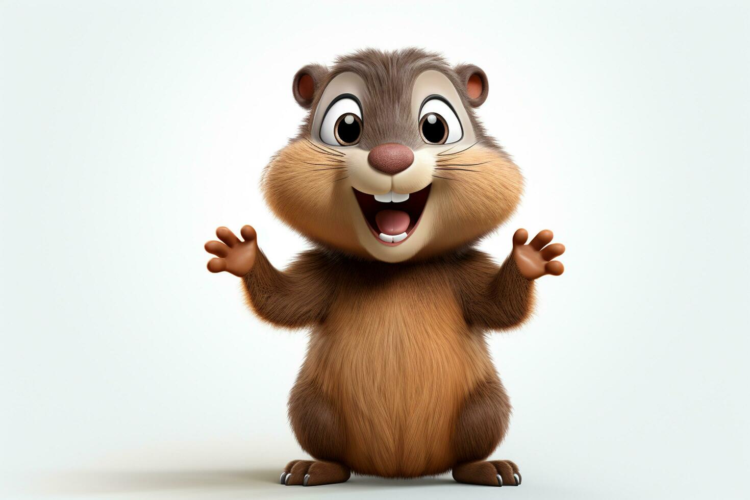 Cute beaver peeking from behind a board isolated on white background Ai Generated photo
