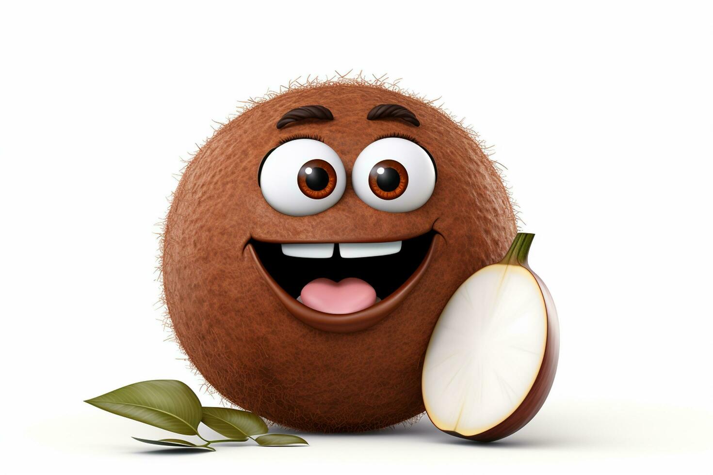 Cute cartoon lion with a ball of ice cream on the beach Ai Generated photo