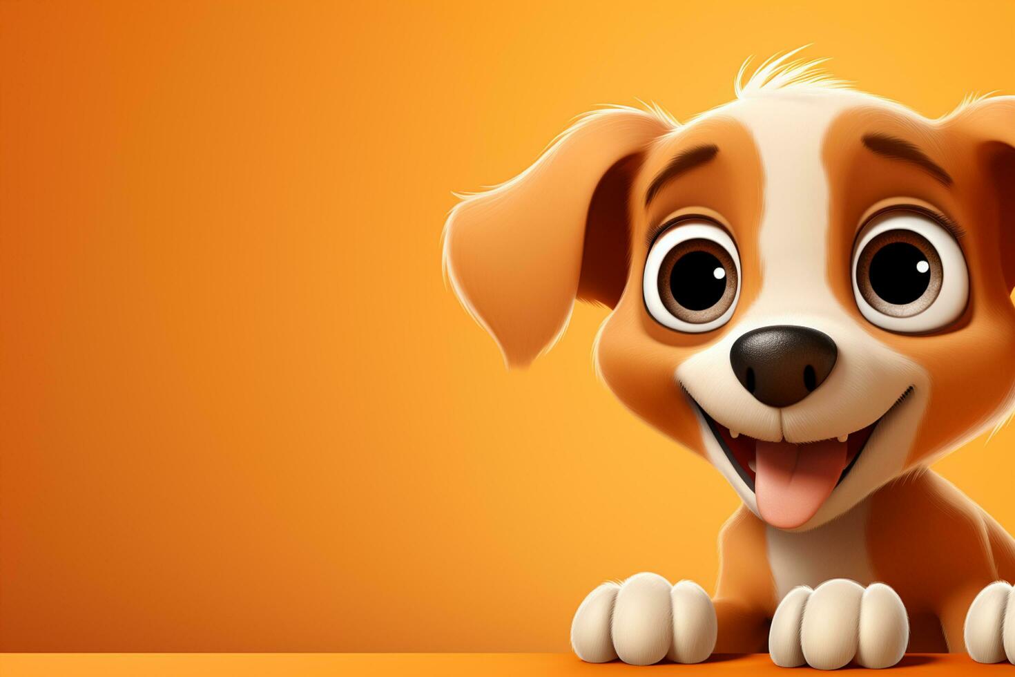 Funny Jack Russell Terrier dog with orange collar on orange background Ai Generated photo