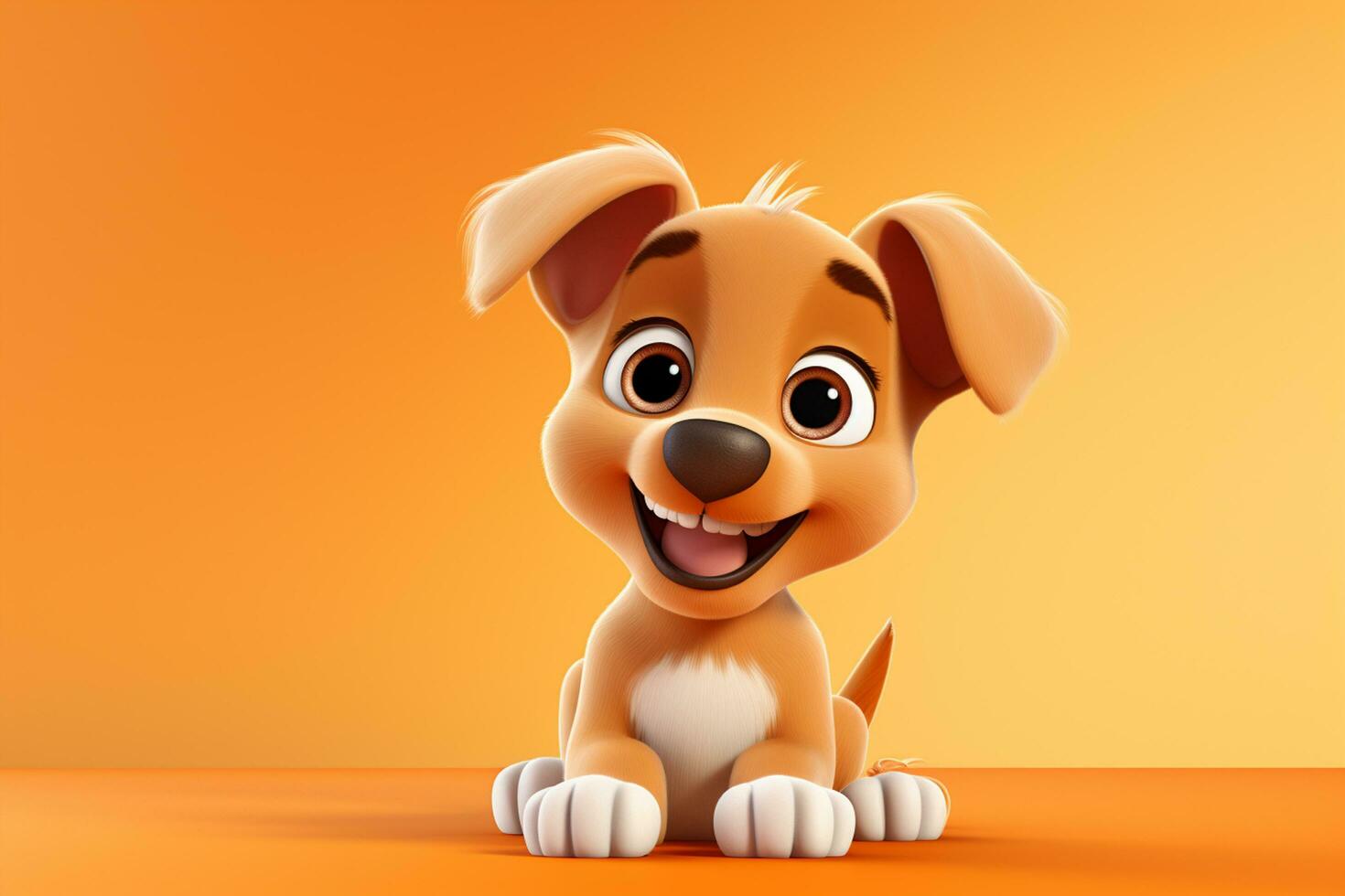 Funny Jack Russell Terrier dog with orange collar on orange background Ai Generated photo