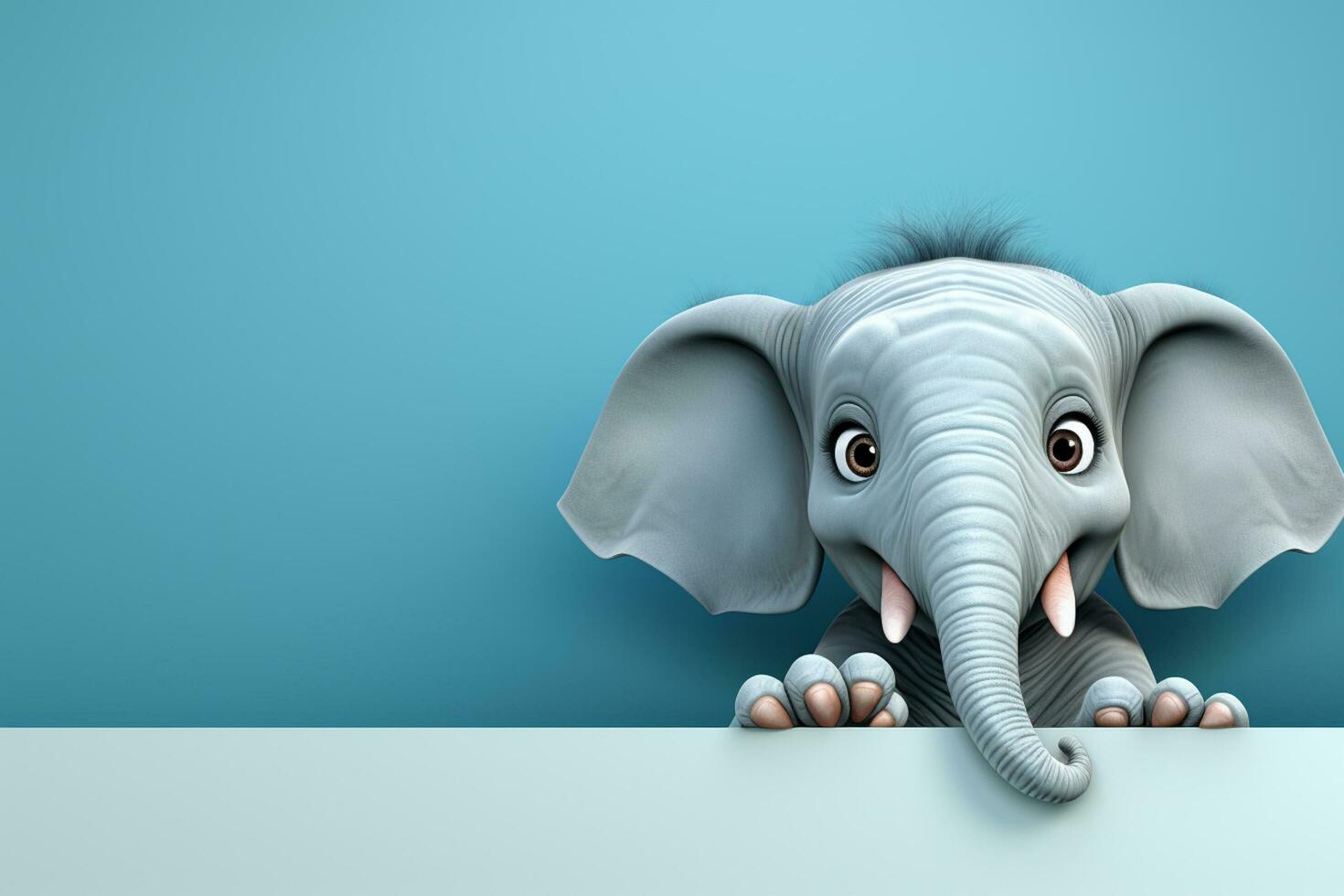 Cartoon elephant with old paper on white background - illustration for children Ai Generated photo