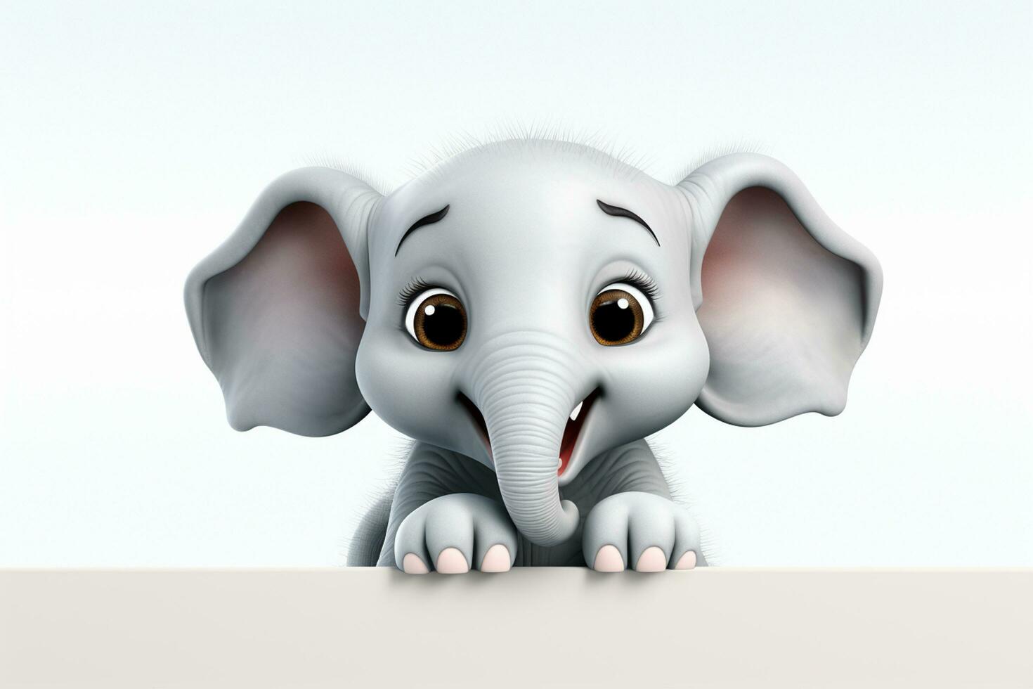 Cartoon elephant with old paper on white background - illustration for children Ai Generated photo