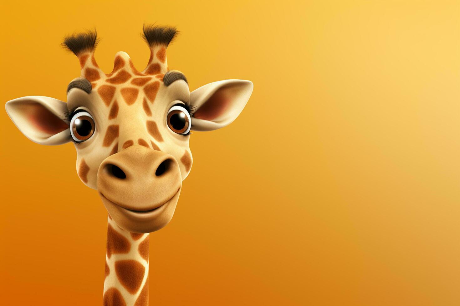 giraffe isolated on orange background with copy space for your text Ai Generated photo