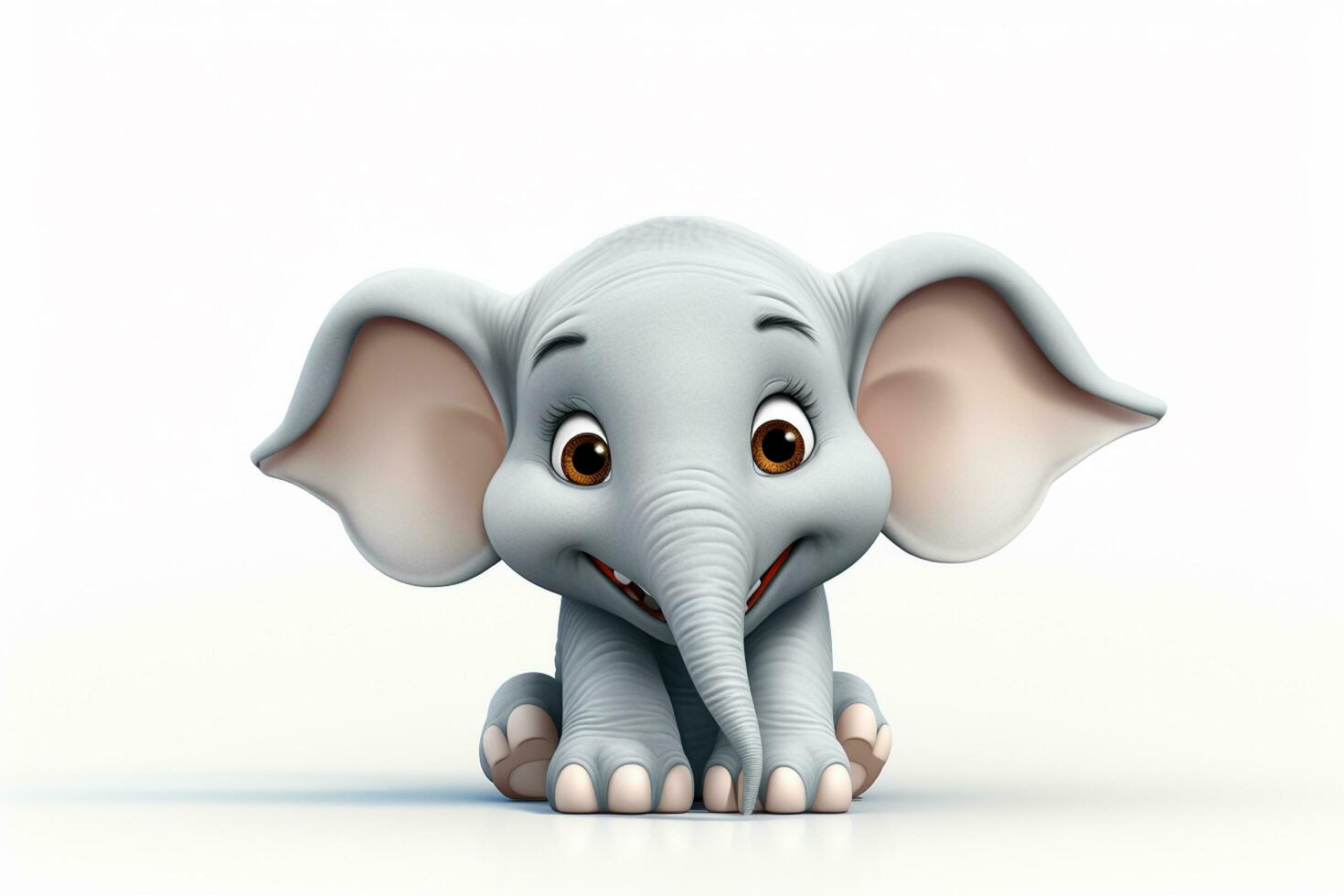 Cartoon elephant with old paper on white background - illustration for children Ai Generated photo