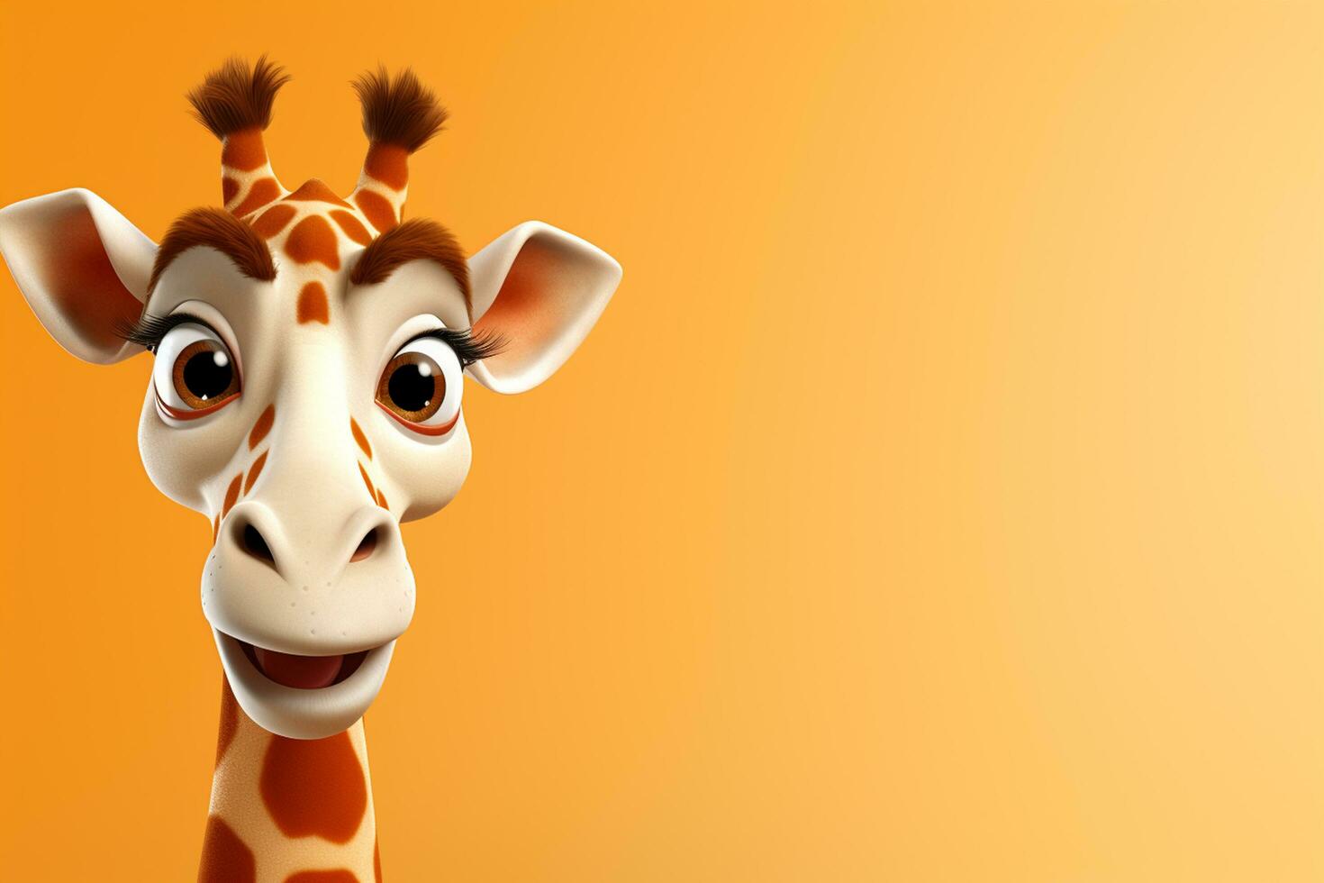 giraffe isolated on orange background with copy space for your text Ai Generated photo