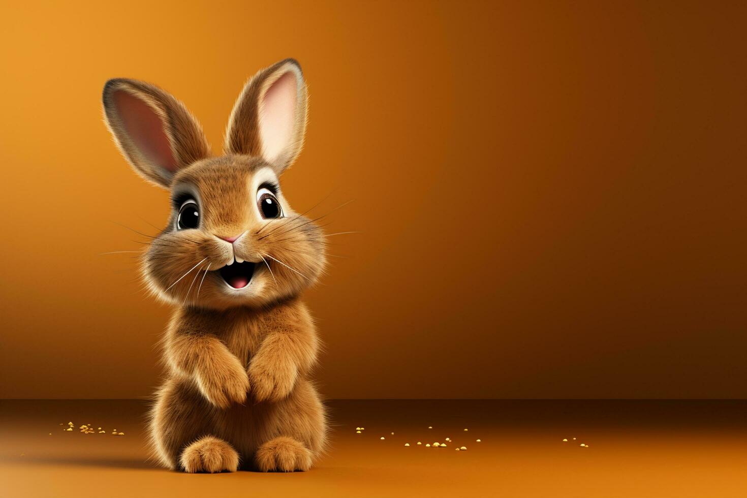 3d rendering of a cute little rabbit isolated on Dark background. Ai Generated photo