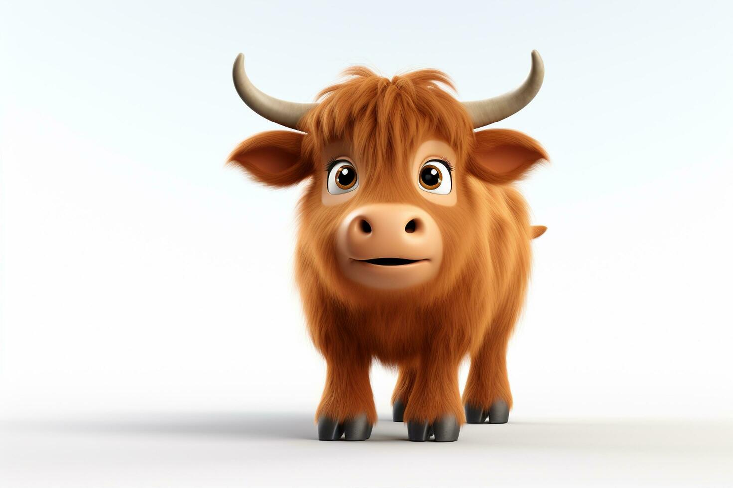 3d rendered illustration of cow cartoon character with blank sign board. Ai Generated photo