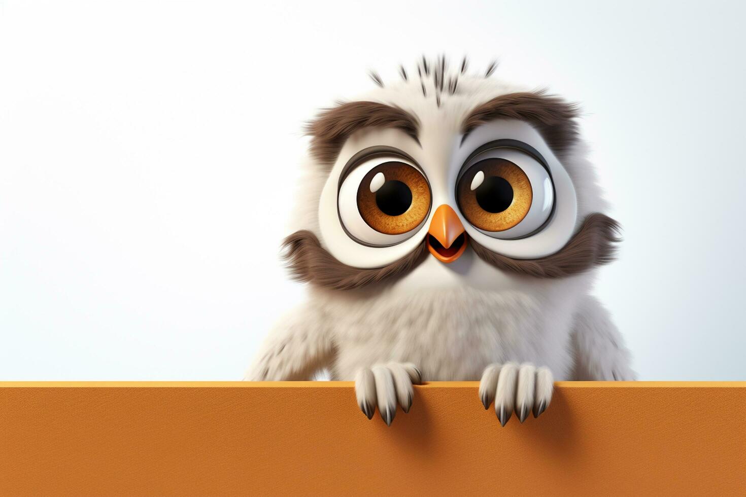 3d rendering of a cute owl sitting on a white background. Ai Generated photo