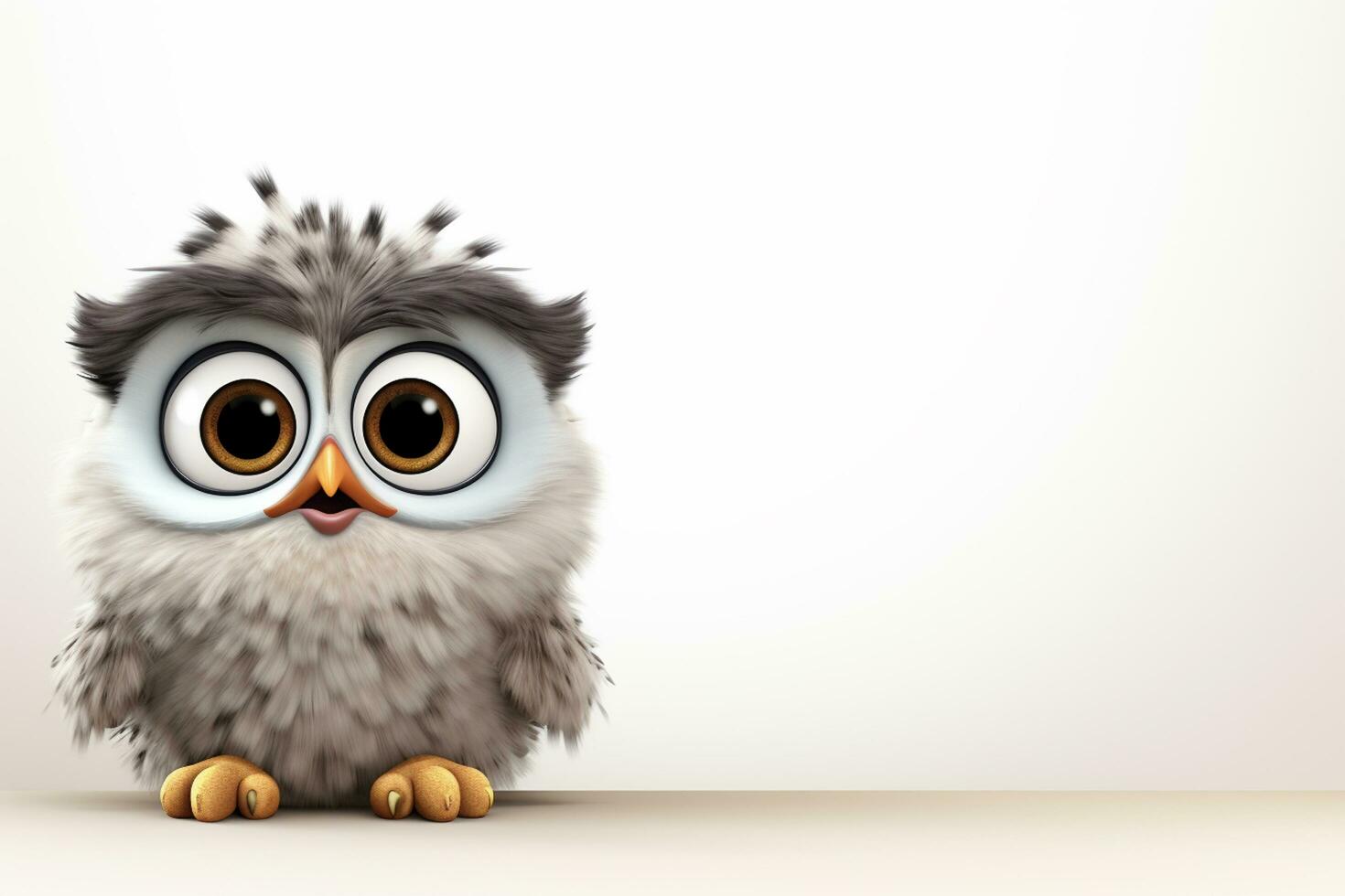 3d rendering of a cute owl sitting on a white background. Ai Generated photo