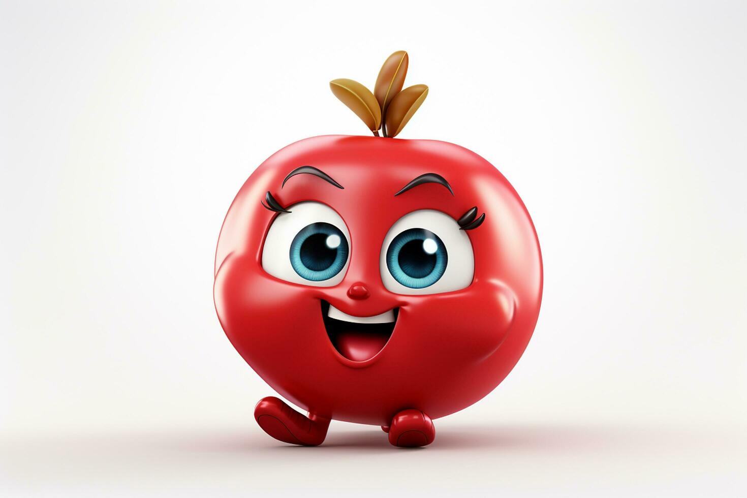 3d rendered illustration of a red apple cartoon character with copy space Ai Generated photo