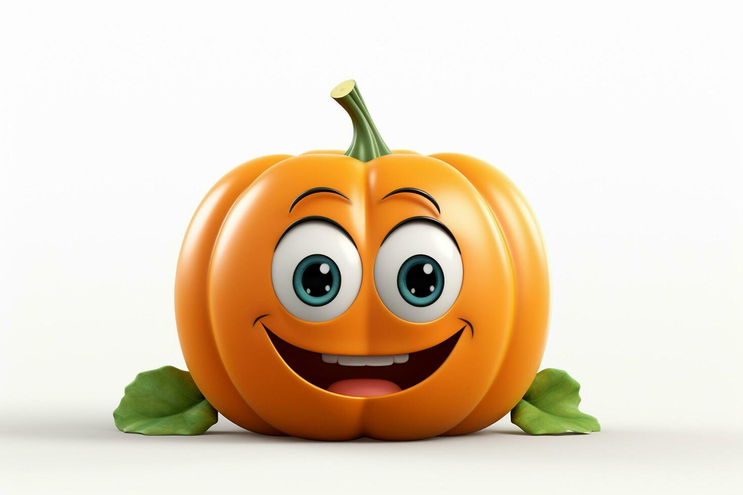 3d rendered illustration of pumpkin cartoon character isolated on white background with shadow Ai Generated photo