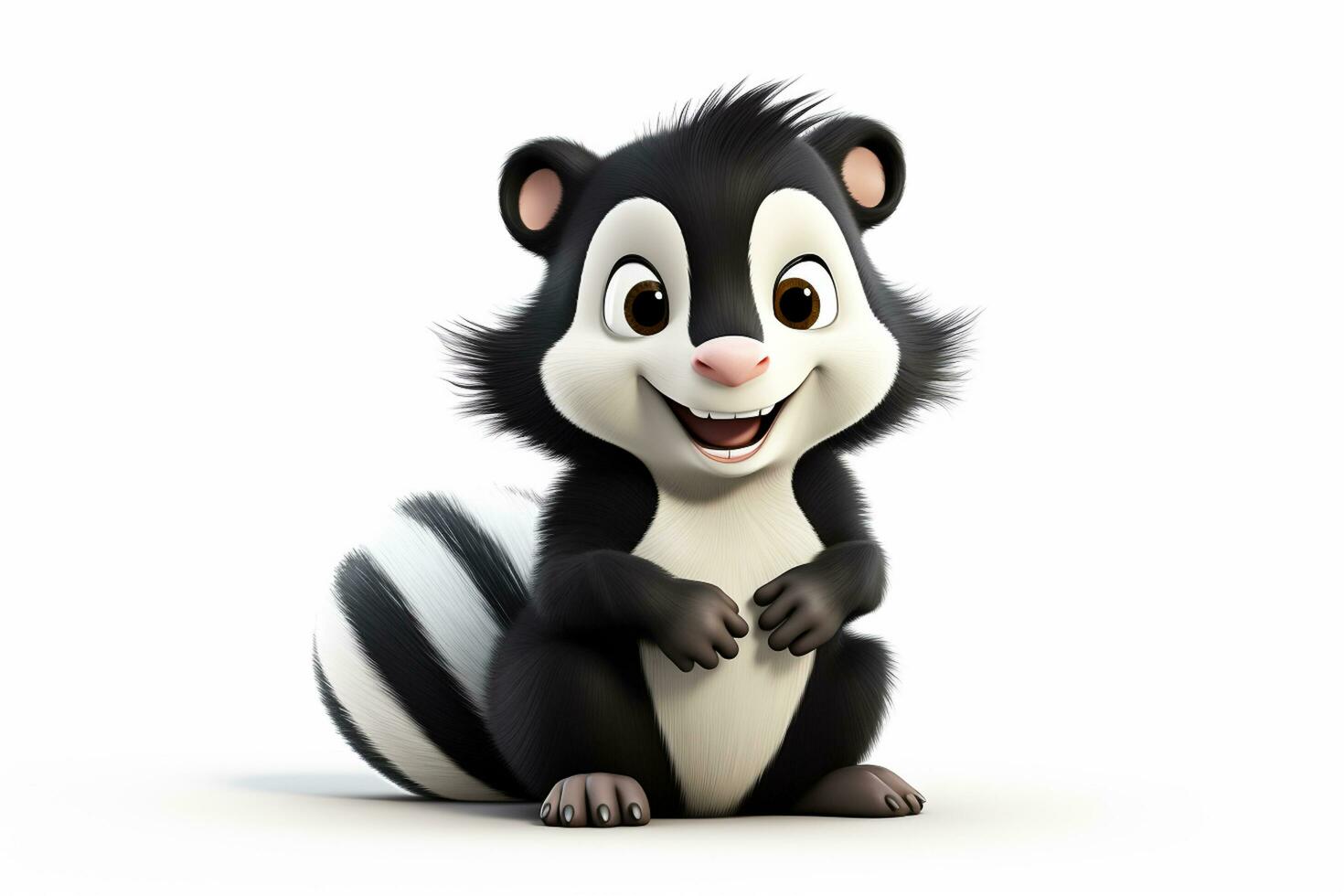 3d rendering of a cute skunk cartoon character isolated on white background Ai Generated photo