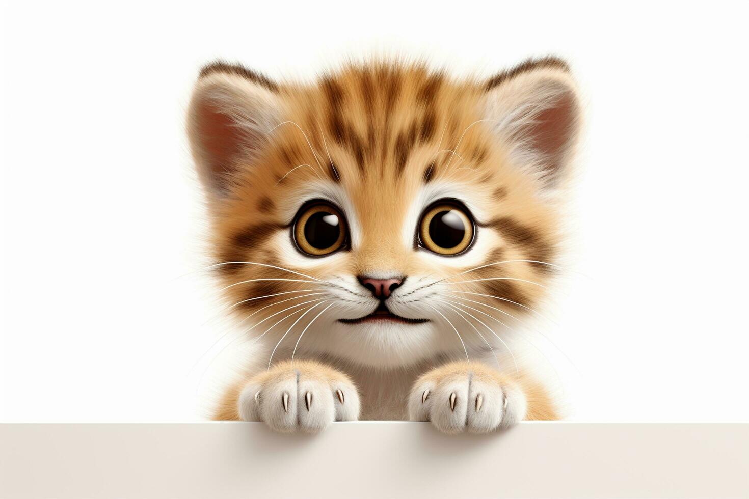 3d rendering of a cute kitten sitting on a white background. Ai Generated photo