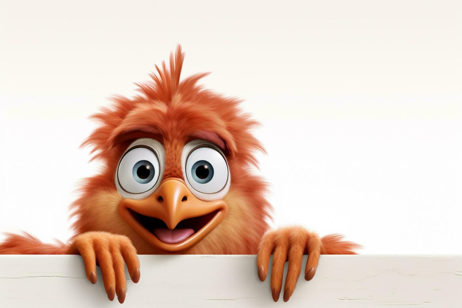 3d rendered illustration of a chicken cartoon character with a funny expression Ai Generated photo