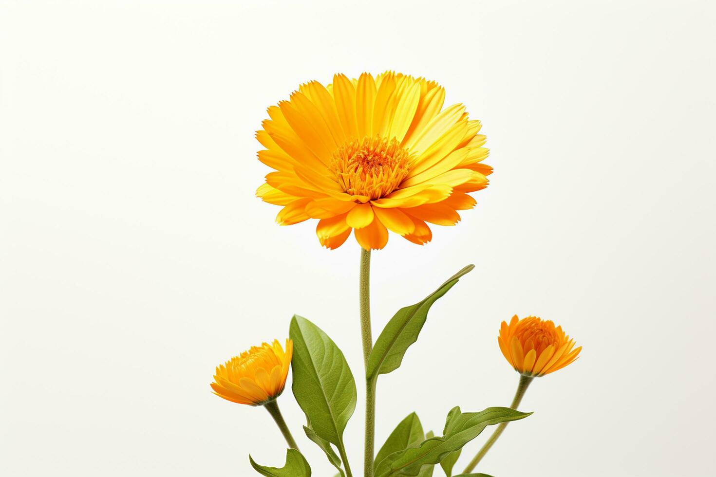 Calendula flower isolated on white background. Marigold. Ai Generated photo