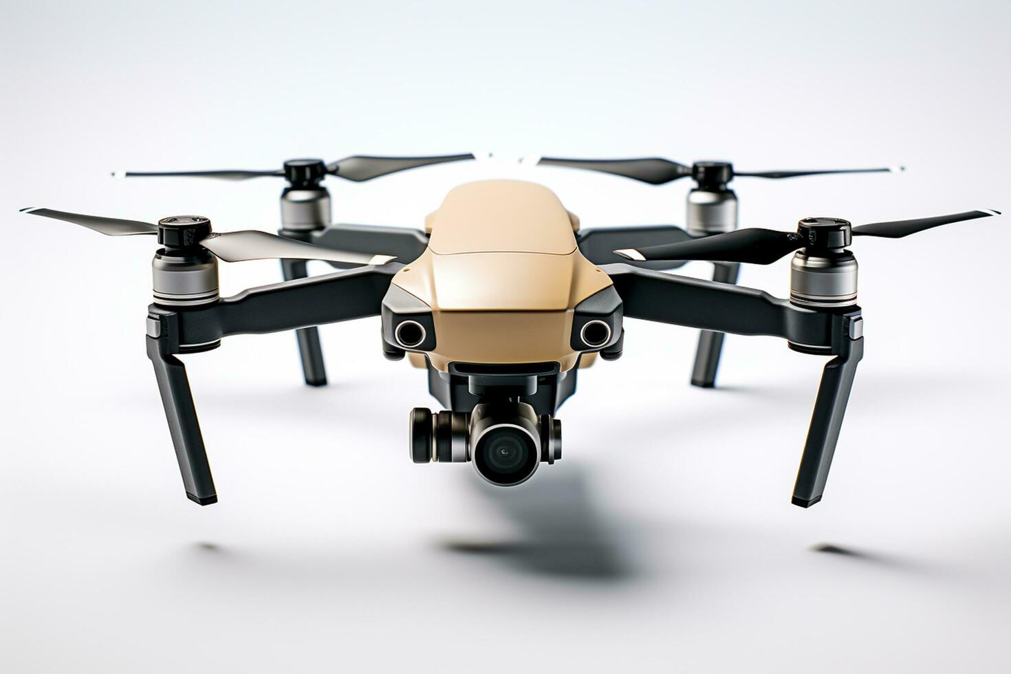 Drone with digital camera on a white background. 3d rendering Ai Generated photo