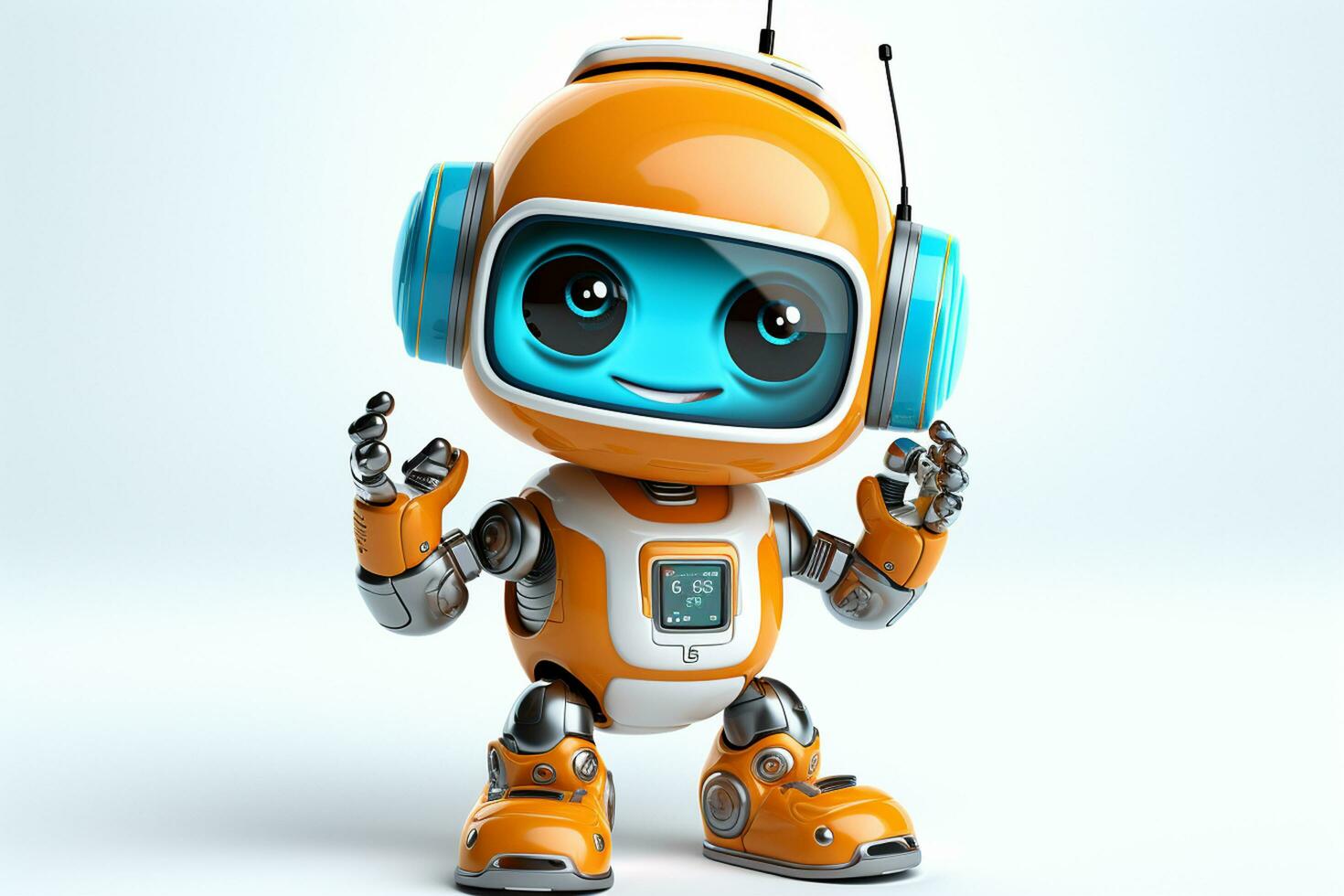 Cute robot on a white background Ai Generated photo