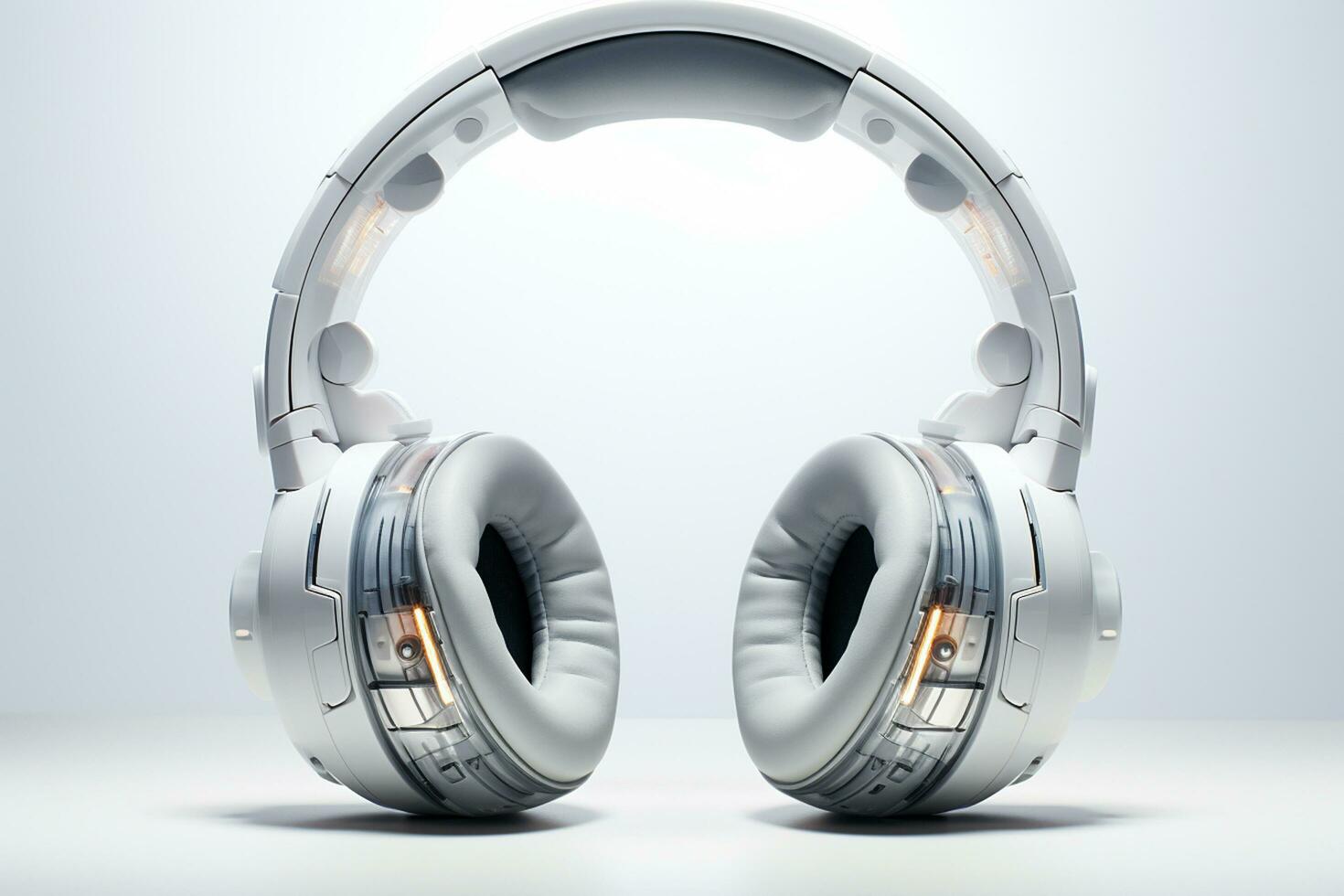 Headphones on white background. 3D rendering. Music concept. Ai Generated photo