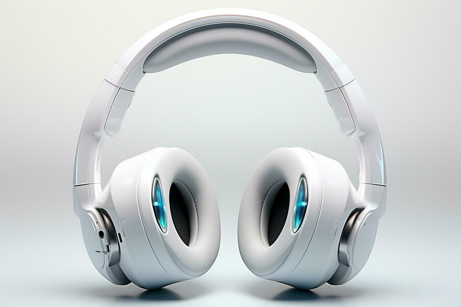 Headphones on white background. 3D rendering. Music concept. Ai Generated photo