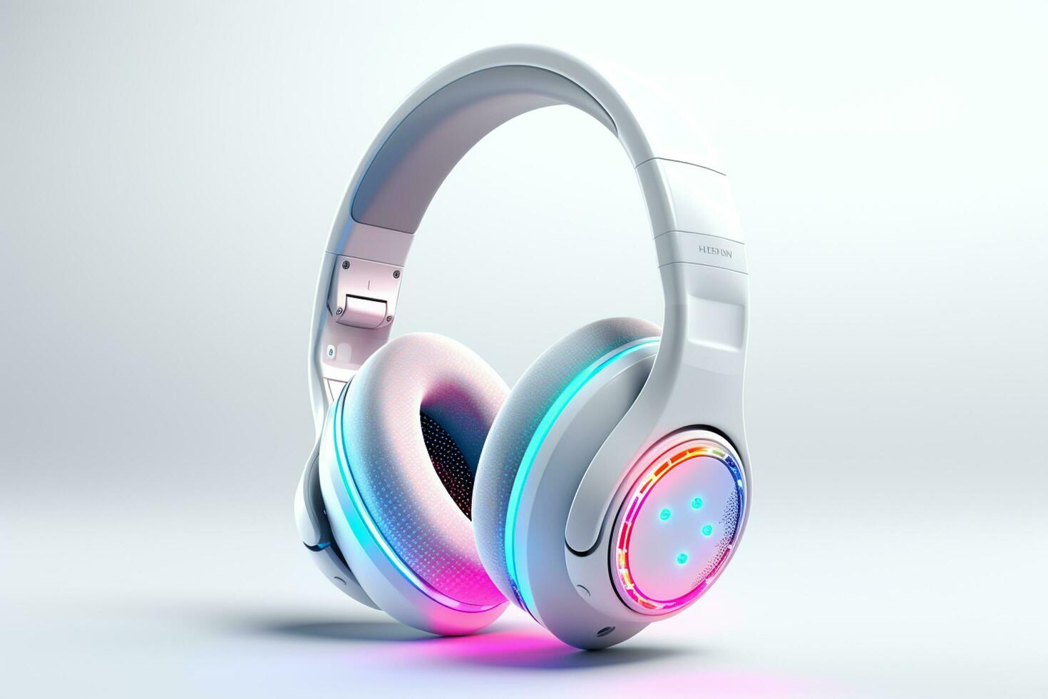 Headphones on white background. 3D rendering. Music concept. Ai Generated photo