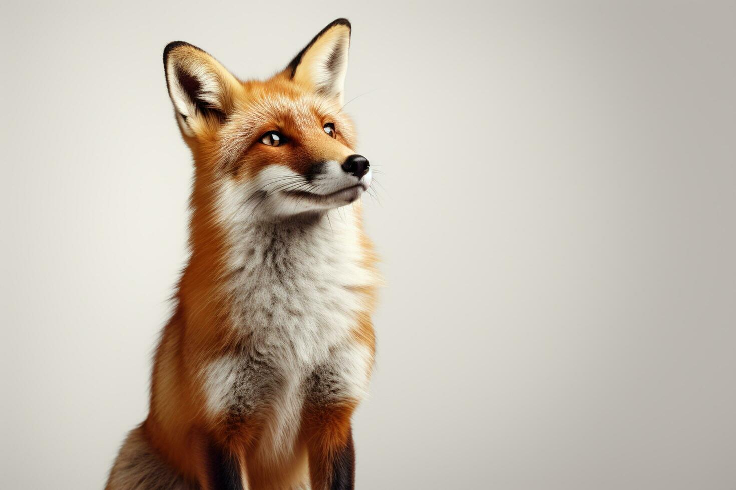 Red fox sitting on white background, side view. 3D illustration Ai Generated photo