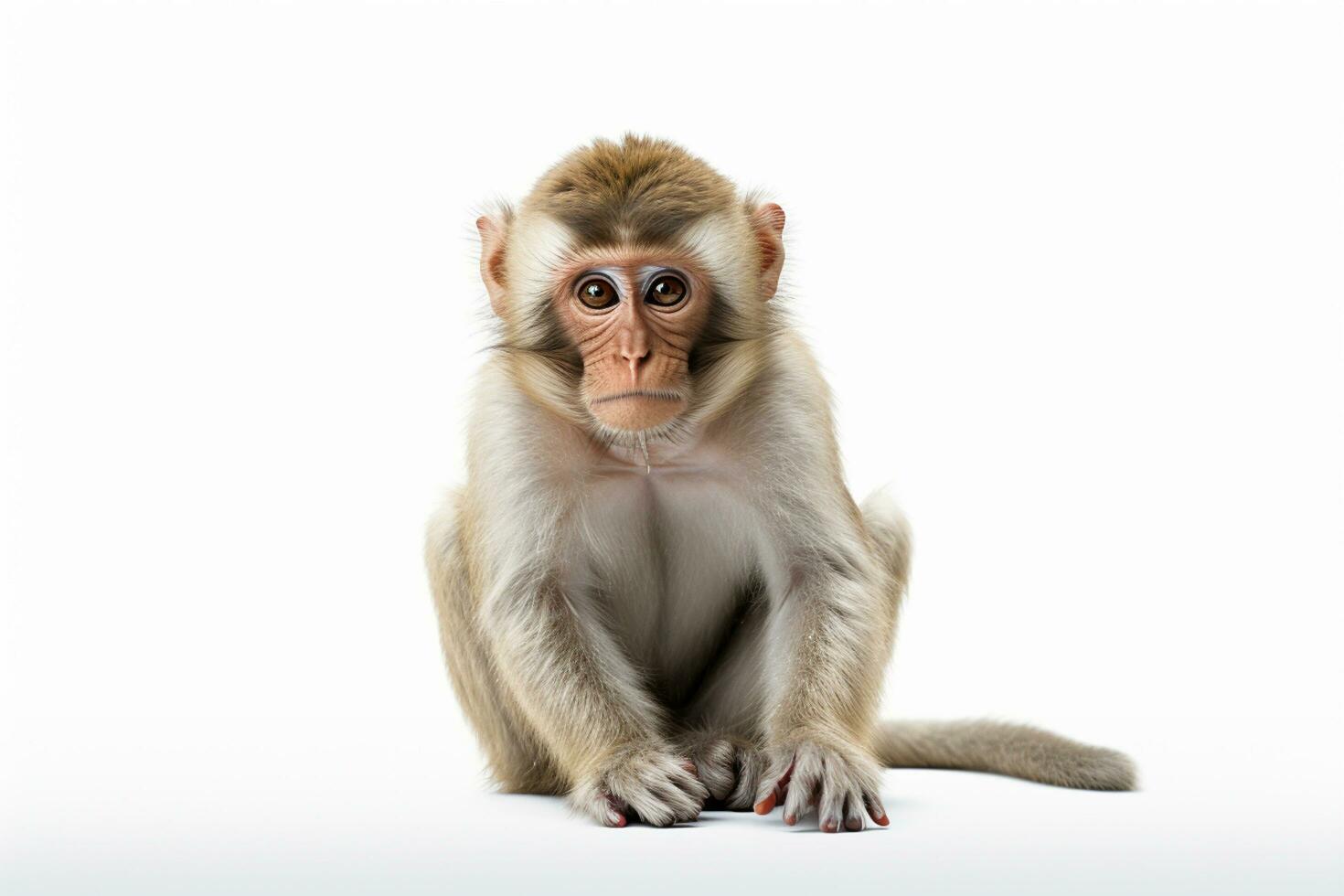 Portrait of a monkey on a white background. Studio shot. Ai Generated photo