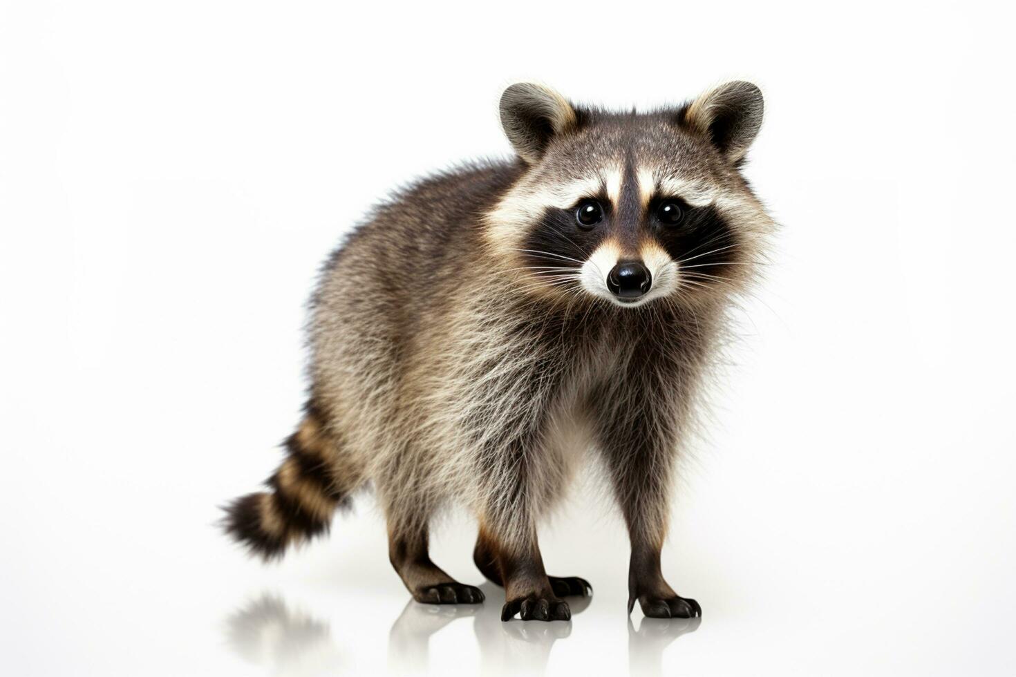 Portrait of a raccoon sitting on a white background, isolated Ai Generated photo