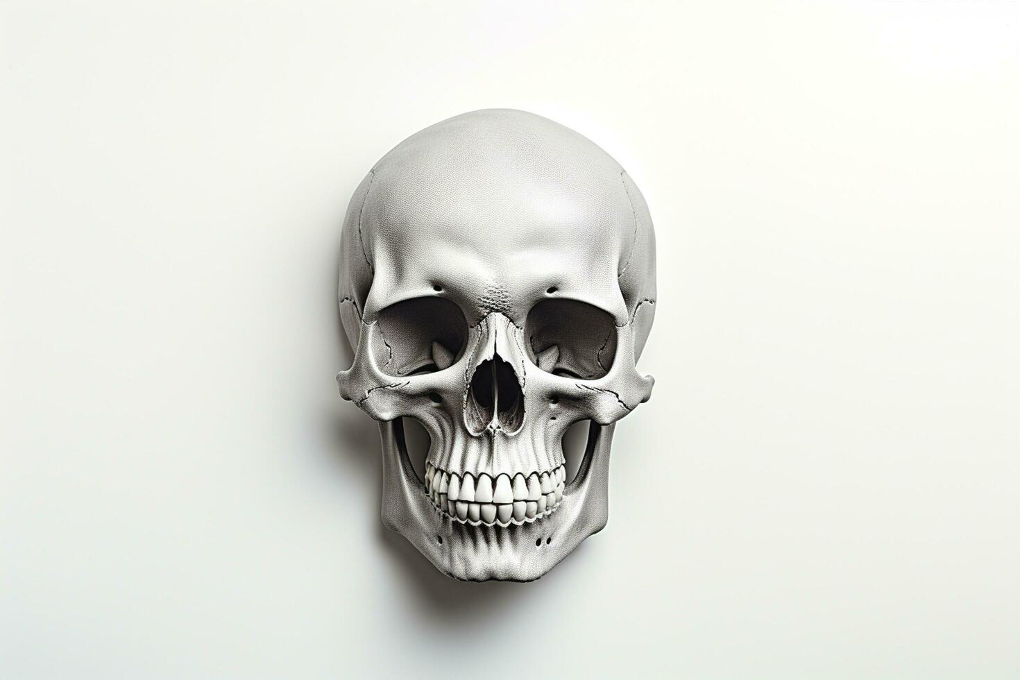 Human skull isolated on white background. 3d render. Halloween concept Ai Generated photo
