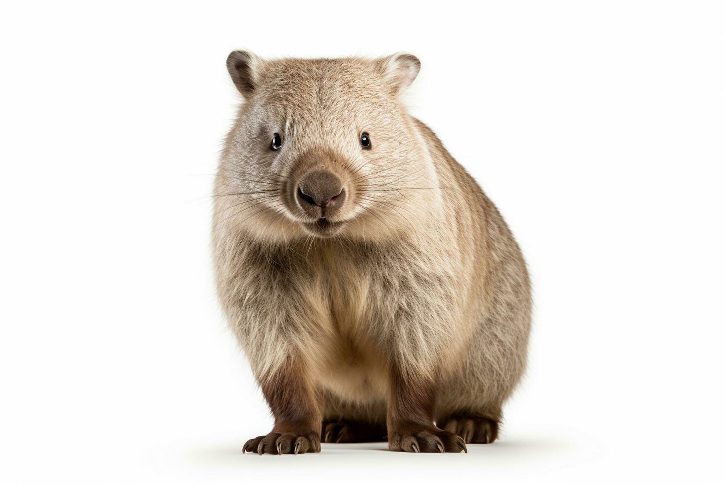 Capybara isolated on a white background. Studio shot. Side view. Ai Generated photo