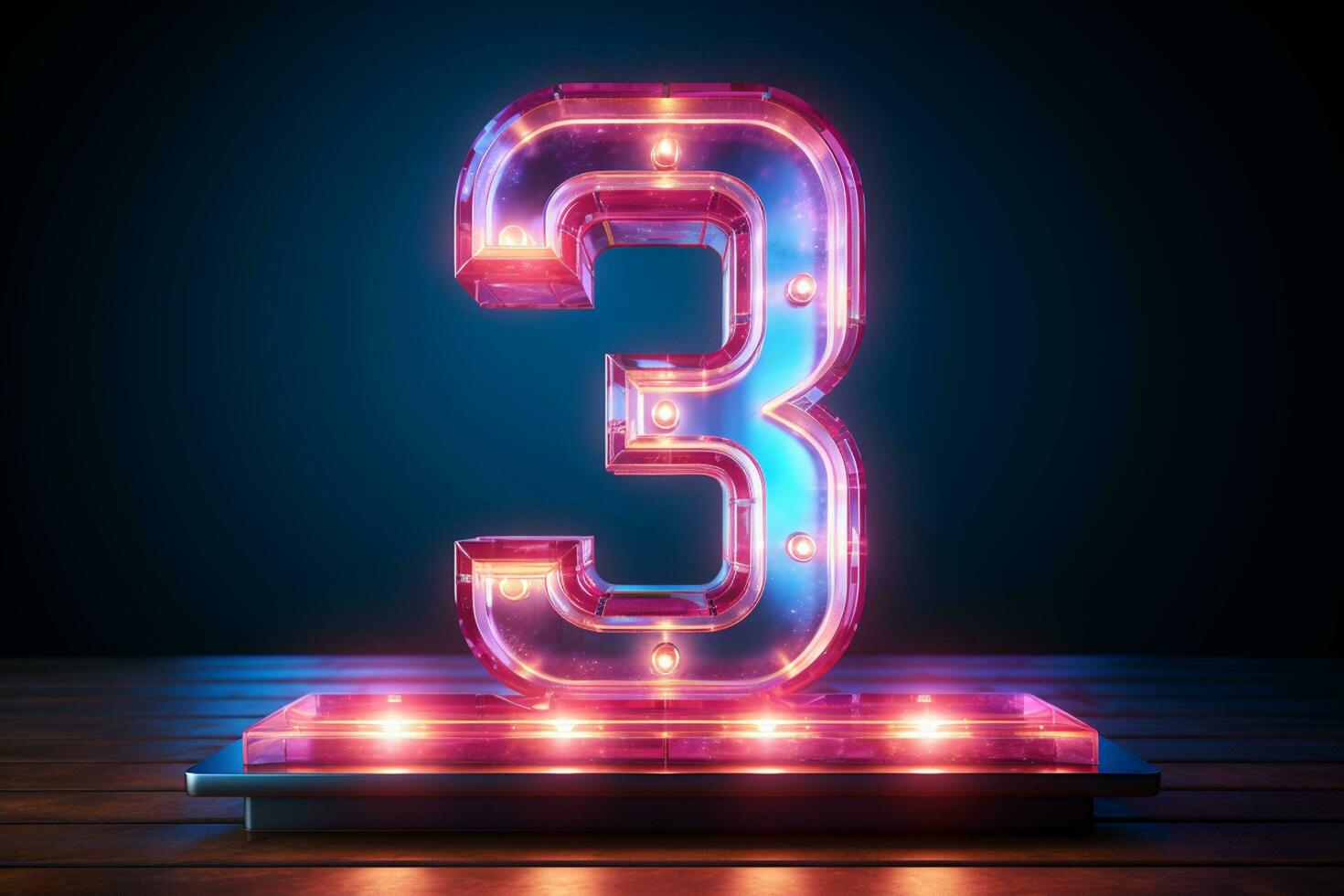 3,444 Neon Sign Number Three Images, Stock Photos, 3D objects