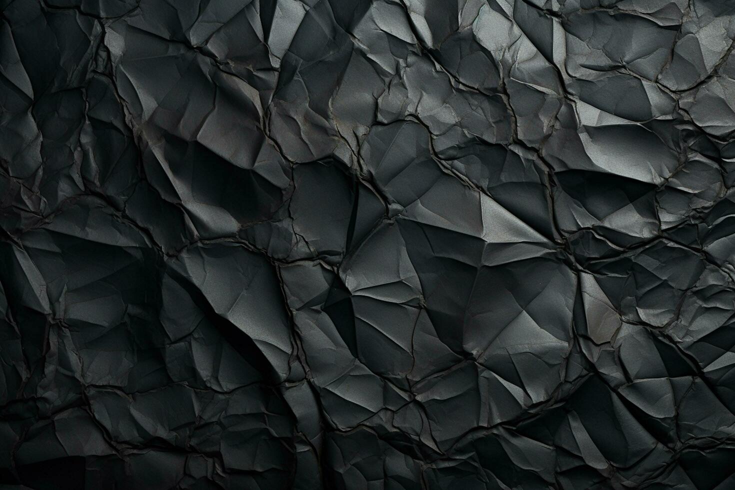 Black crumpled paper background. Texture of crumpled paper. Ai Generated photo