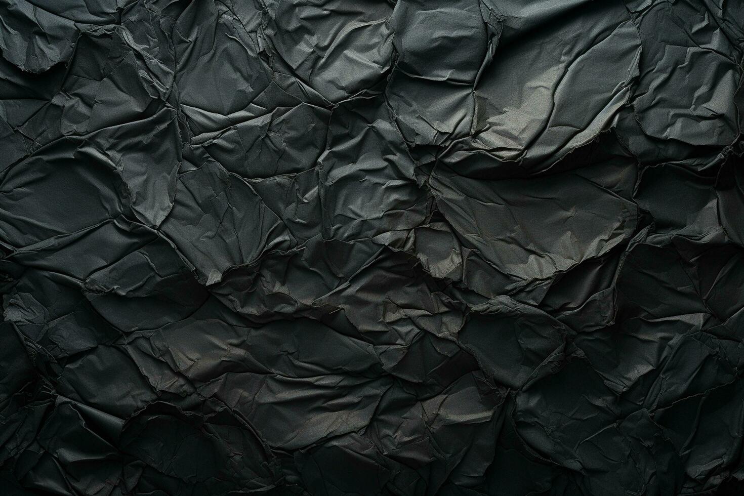 Black crumpled paper background. Texture of crumpled paper. Ai Generated photo