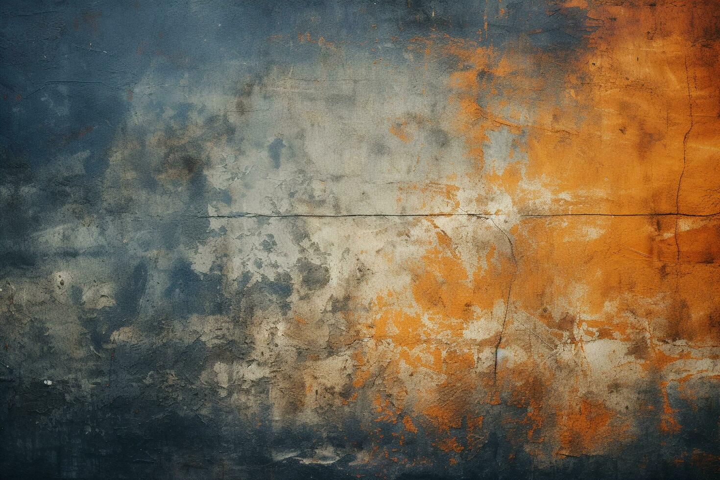 Old blue and orange painted wall texture background. Abstract grunge background Ai Generated photo