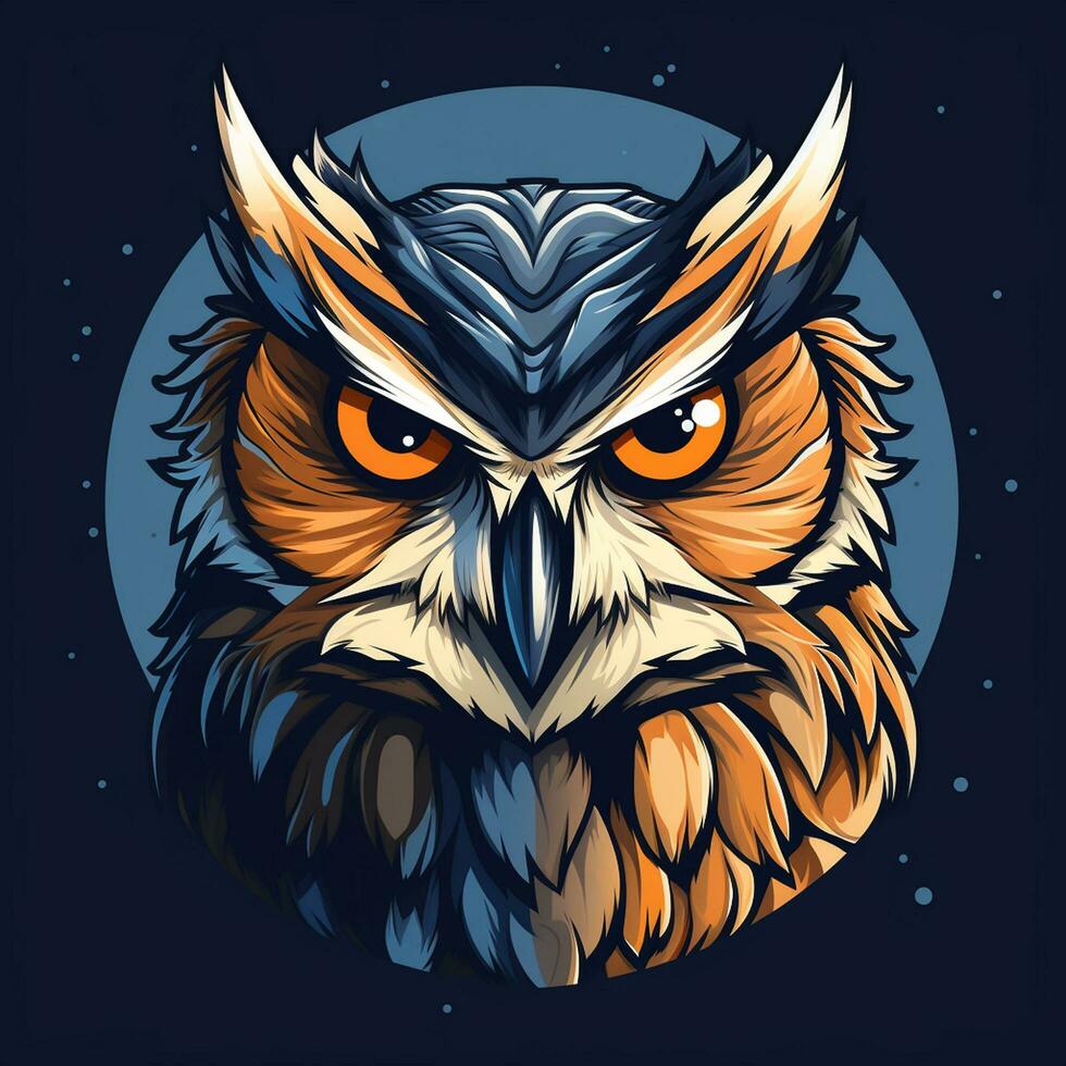 Colorful owl on dark background. Vector illustration for your design. photo