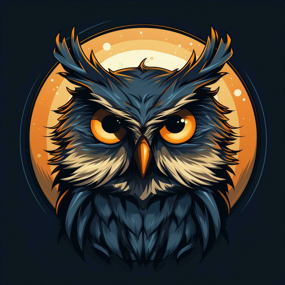 Colorful owl on dark background. Vector illustration for your design. photo