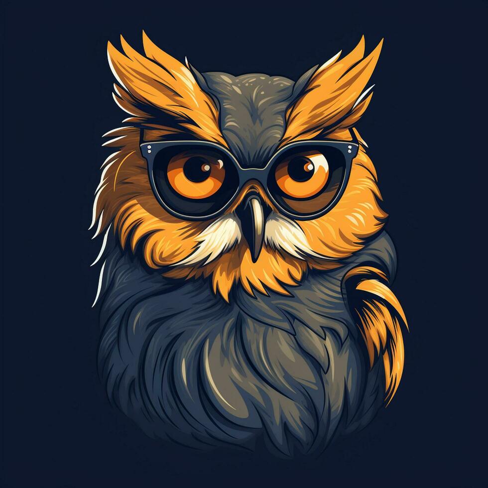 Colorful owl on dark background. Vector illustration for your design. photo