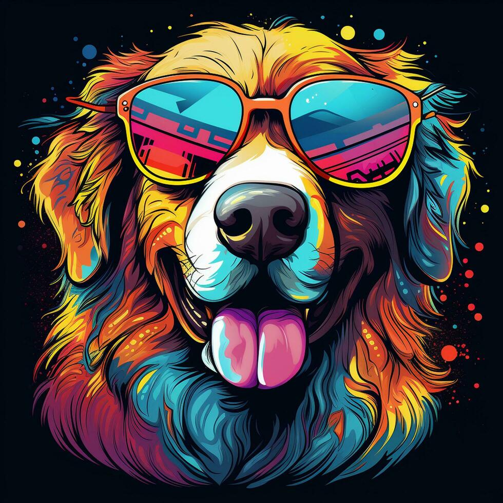 retrato de un bernés montaña perro con Gafas de sol. vector ilustración. ai generado foto