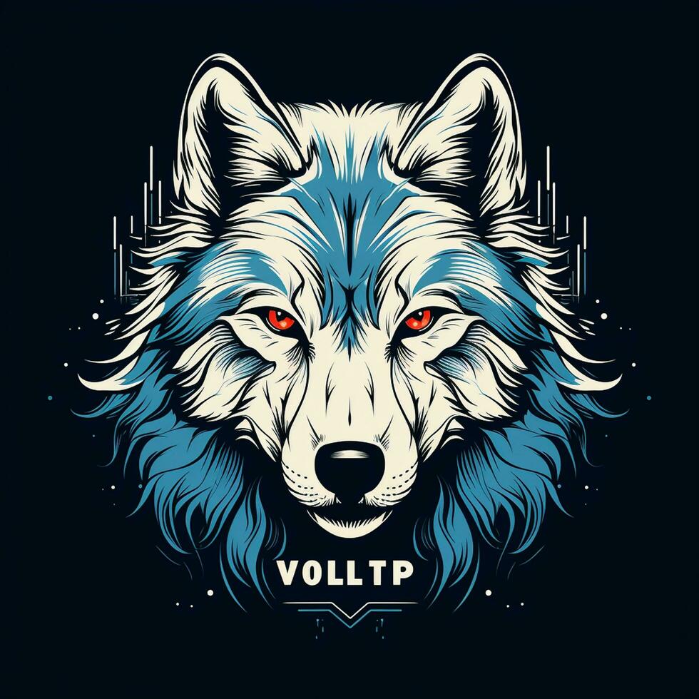Illustration of wolf head in a shield. Vector illustration for t shirt print. Ai Generated photo