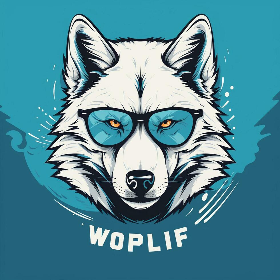 Illustration of wolf head in a shield. Vector illustration for t shirt print. Ai Generated photo