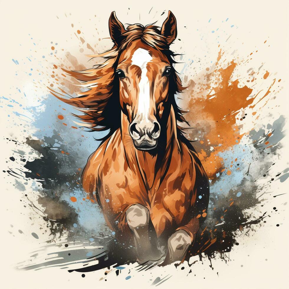 Horse portrait in watercolor style. Vector illustration of a horse. Ai Generated photo