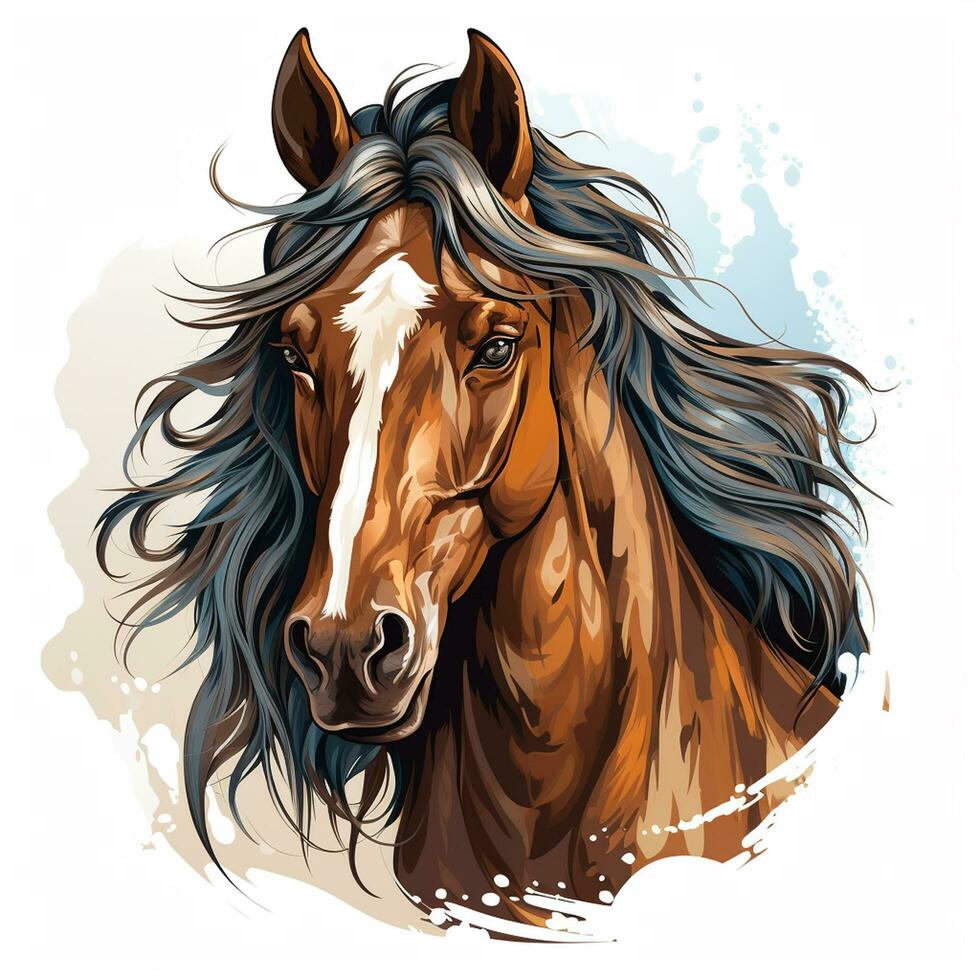 Horse portrait in watercolor style. Vector illustration of a horse. Ai Generated photo