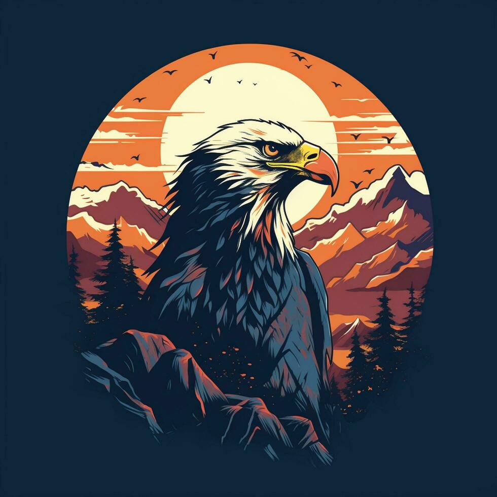 Beautiful eagle Vector illustration. for t shirt design Ai Generated photo