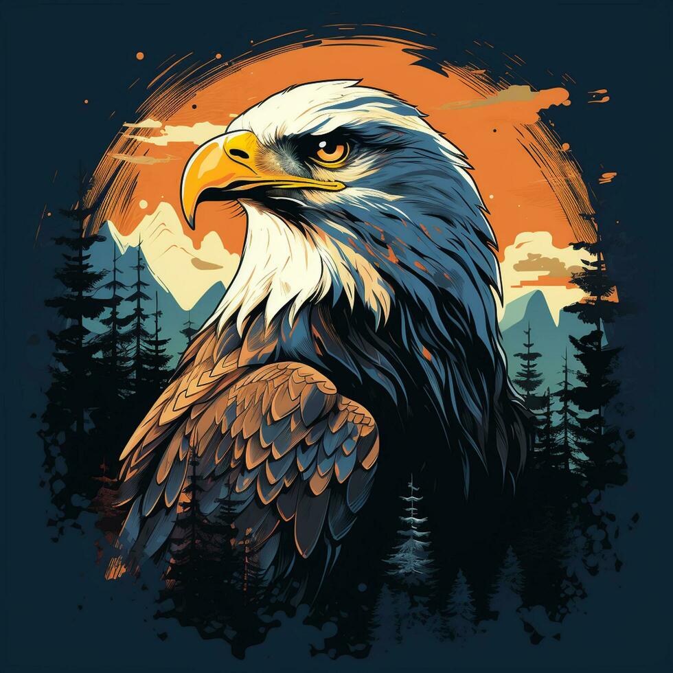 Beautiful eagle Vector illustration. for t shirt design Ai Generated photo