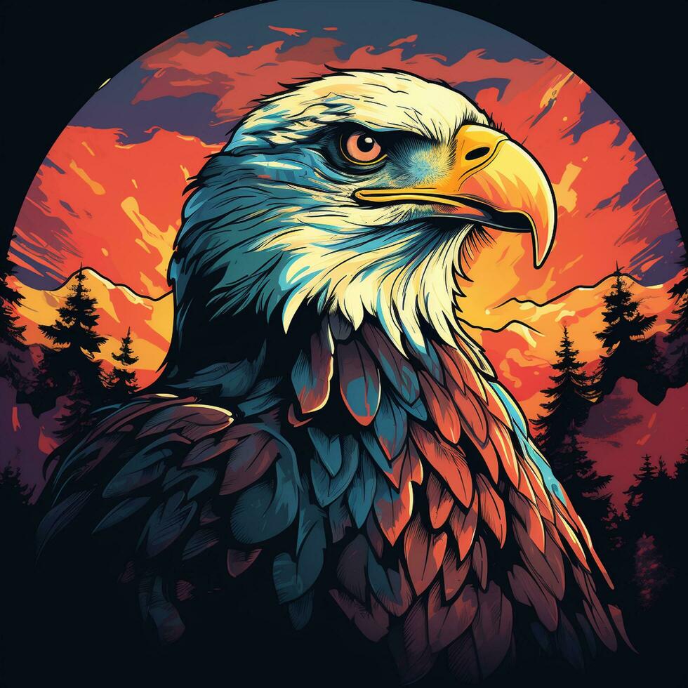 Beautiful eagle Vector illustration. for t shirt design Ai Generated photo