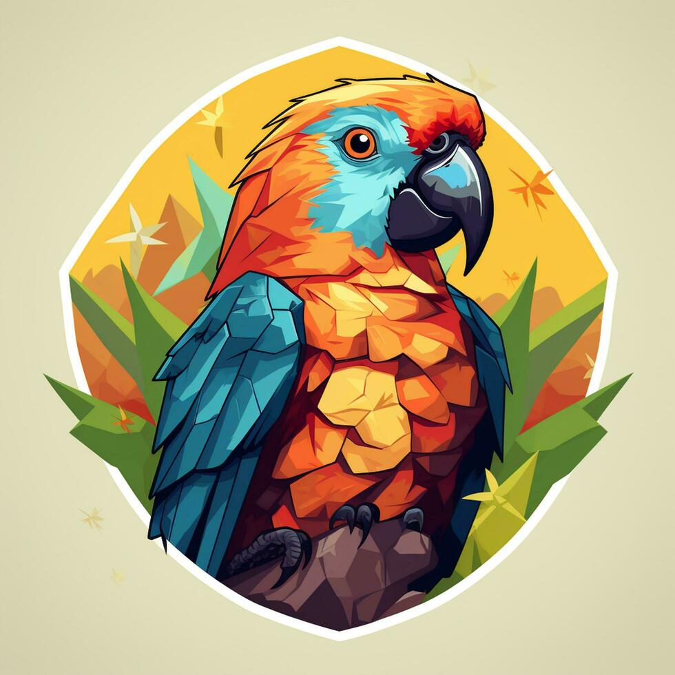 Parrot with flowers. Vector illustration for tattoo or t shirt design Ai Generated photo